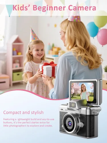 Miniatura 4 de Mini cámara con llavero, cámara digital 1080P con LCD de 1.47 pulgadas, tarjeta TF de 32 GB incluida, cámara retro de tamaño bolsillo para niños