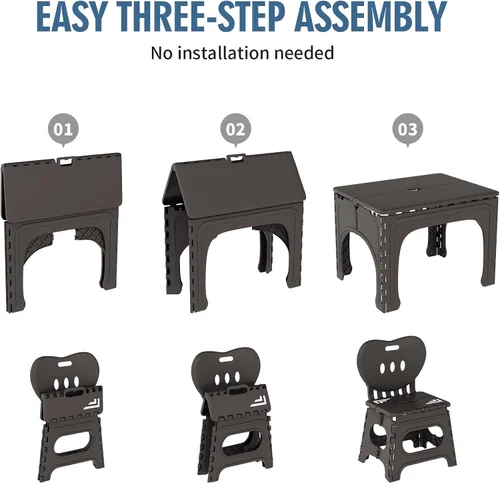 Miniatura 6 de UNICOO Juego de mesa y sillas plegables para niños, mesa y sillas plegables para niños, mesa de actividades plegable, mesa de picnic portátil, ideal