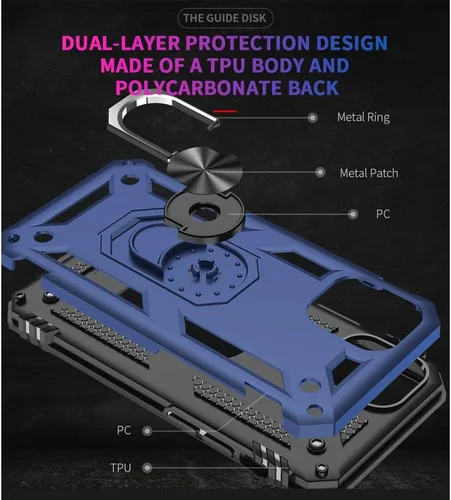 Miniatura 7 de Funda para iPhone 12, iPhone 12 Pro, [grado militar de 16 pies probada en caídas], anillo protector a prueba de golpes para iPhone 12/12 Pro, azul