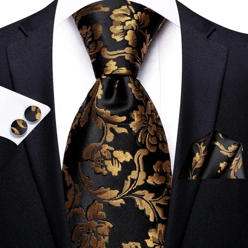 Miniatura 234 de Hi-Tie Corbata clásica de cachemira para hombre con pañuelo y gemelos a cuadros