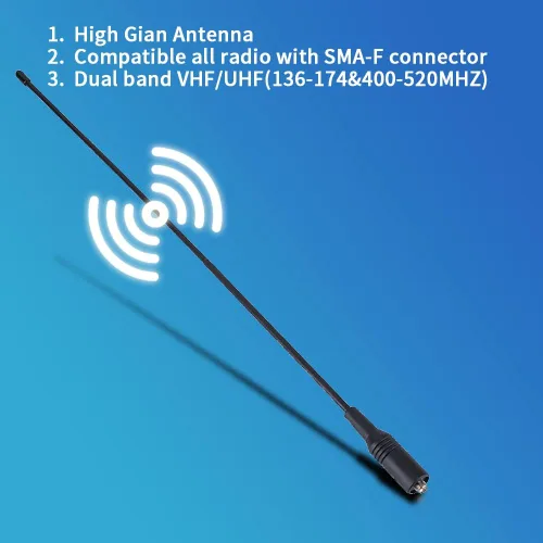 Miniatura 3 de Walkie Talkie Antena mejorada 14.96 pulgadas Whip Dual Band VHF/UHF SMA-Hembra Antenas para BTECH Baofeng UV-5R UV-82 Retevis Radio bidireccional