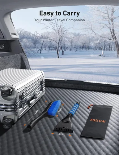 Miniatura 6 de AstroAI Paquete de 2 cepillos de nieve de 27 pulgadas y raspadores de hielo para parabrisas de automóvil, raspadores de nieve desmontables