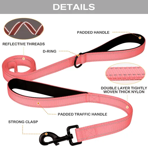 Miniatura 3 de Joytale - Correa resistente para perros grandes que tiran, doble asa para control de tráfico, correas reflectantes de doble cara para perros grandes