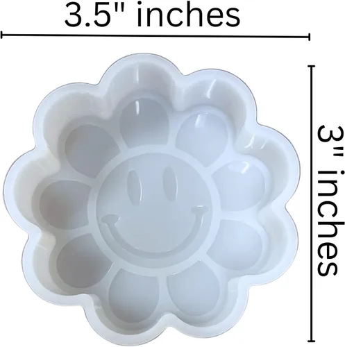 Miniatura 4 de Molde de silicona Freshie para automóvil con diseño de flores de cara sonriente, estilo retro bohemio de los años 80, 3.5 x 3 x 0.08 pulgadas