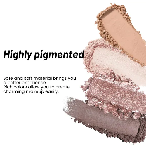Miniatura 5 de evpct Paleta cuádruple de sombras de ojos marrón nude, brillante nude champán, dorado, marrón, cacao, brillantina, metálico, mate, alto pigmento