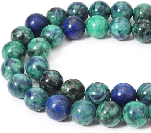 Miniatura 31 de 60 cuentas de 15⁄64 pulgadas (6 mm) de piedra natural de jade verde birmano con cuentas de piedra preciosa de jade para sanación de energía. Cuentas