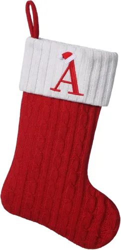 Miniatura 18 de Medias de Navidad personalizadas de 19 pulgadas con iniciales bordadas, medias de Navidad de punto negro para decoraciones de vacaciones familiares