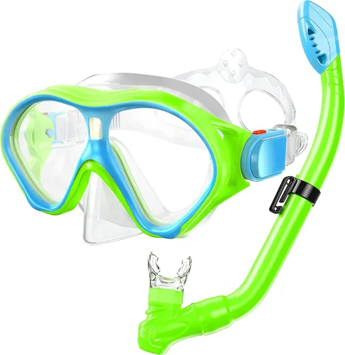 Miniatura 10 de Gintenco Juego de esnórquel para niños, máscara de buceo para niños como gafas de natación unisex, juego de máscara de buceo antivaho y esnórquel