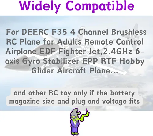 Miniatura 3 de Baterías JST 20C de 7.4V 600mAh para DEERC F35 4 canales sin escobillas RC avión para adultos Control remoto Avión EDF Fighter Jet, 2.4GHz 6 ejes