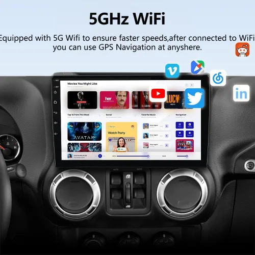 Miniatura 3 de AWESAFE Radio de coche estéreo Android 13 para Jeep Wrangler JK 2007-2018 Dodge Ram 1500 2500 2009 2010 2011 2012 Grand Cherokee con CarPlay Android