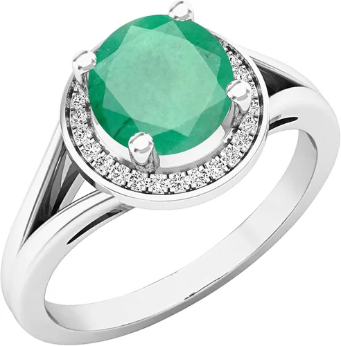 Miniatura 225 de Dazzlingrock Collection Anillo de compromiso redondo de 0.276 in con halo de diamante blanco y vástago dividido para ella en oro macizo de 14