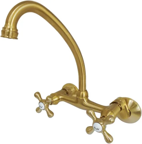 Miniatura 12 de Kingston Brass Kingston - Grifo de cocina ajustable de 6 pulgadas para montaje en pared, latón antiguo