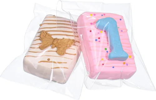 Miniatura 9 de ROSPAKTEK 100 bolsas transparentes para macarrones de 3.5 x 3.5 pulgadas, bolsas Oro cubiertas de chocolate, bolsa para galletas, bolsa de celofán