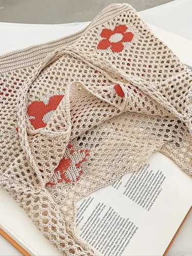 Miniatura 3 de ENBEI Bolsas bohemias, bolsa de punto de hombro, bolsa de mano Y2K estética, bolso de ganchillo lindo para mujeres, regalos hippie