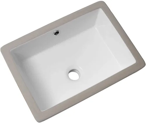 Lordear Fregadero de baño de 18 x 12 pulgadas para empotrar bajo encimera, fregaderos de tocador rectangulares de cerámica de porcelana blanca pura,