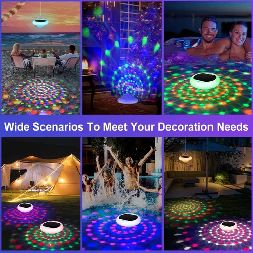 Miniatura 7 de TEPENAR Luces flotantes solares y recargables 2 en 1: luces de piscina de 6.7 "que flotan 6 modos dinámicos con control remoto IP68 impermeable