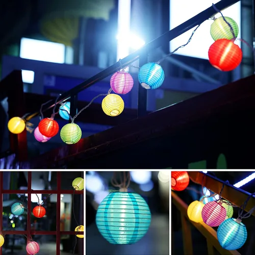 Miniatura 5 de VCOKEN Guirnalda de luces de linterna multicolor, 9.84 pies, colorida para colgar para vacaciones, mini de nailon enchufable para patio, dormitorio