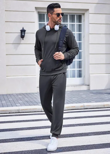 Miniatura 14 de COOFANDY Conjunto deportivo de 2 piezas para hombre, conjunto deportivo casual con capucha