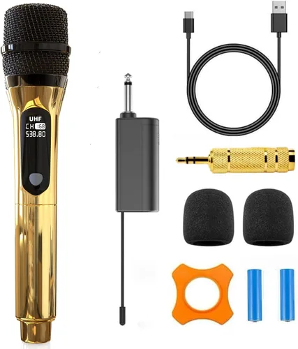 Miniatura 6 de Micrófono inalámbrico solo para entrada de micrófono, micrófono multiusos recargable UHF, micrófonos (trabajo de 10 horas), rango de 150 pies