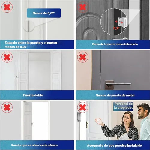 Miniatura 2 de La cerradura de refuerzo de puerta soporta 800 libras de fuerza, cerradura de puerta blanca a prueba extra para niños requiere perforación, evita
