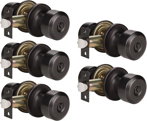 Miniatura 85 de KNOBWELL Paquete de 4 pomos de puerta cuadrados modernos para paso, pomos de puerta interiores, manija de puerta de pasillo y armario, color negro