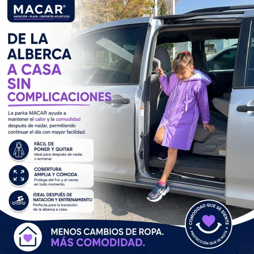Miniatura 4 de MACAR Parka de natación impermeable con forro polar, ideal para actividades junto a la piscina y al aire libre