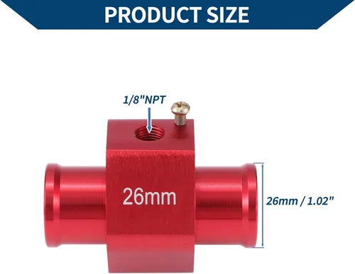Miniatura 3 de Kit de sensor universal de temperatura de agua de 12 V/24 V, adaptador rojo de 1/8 "NPT 1.02" 180'F encendido - 165'F apagado para radiador