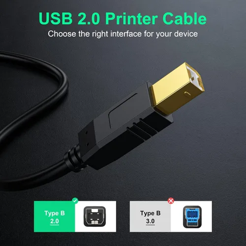 Miniatura 3 de Cable de impresora USB A a USB B, compatible con HP, Canon, Brother, Dell, Epson y más, 25 pies