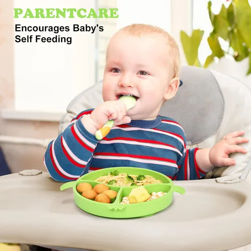 Miniatura 4 de Platos para niños pequeños, platos para bebés con succión, placas de succión divididas de silicona de grado alimenticio para niños pequeños y bebés