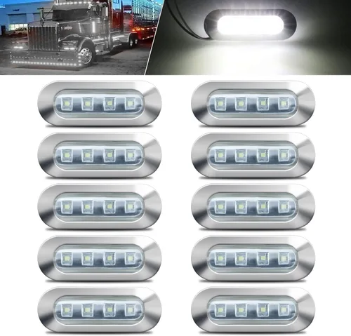 Miniatura 7 de ALFU 10 luces LED ámbar DC12V-24V 4 LED indicadoras de marcador lateral lámpara delantera trasera luz interior con bisel cromado universal