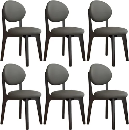 Miniatura 51 de YVYKFZD Juego de sillas de comedor, sillas de cocina de madera maciza, silla de comedor de granja con respaldo curvo, silla tapizada de cuero
