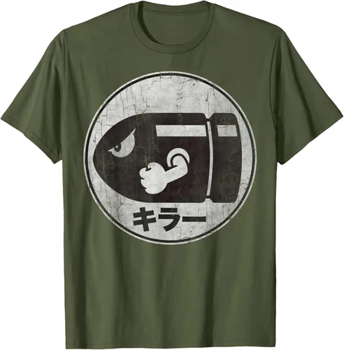 Miniatura 40 de Super Mario Camiseta con logotipo de Bullet Bill Distressed en Kanji