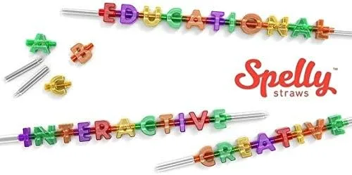 Miniatura 3 de Spelly Straws Pajitas interactivas. Deletrea tu nombre o cualquier cosa que quieras para convertirla en tu PROPIA pajita. Incluye 44 piezas.