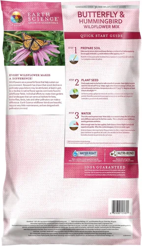 Miniatura 2 de Earth Science Mezcla de flores silvestres y colibríes, 6 libras, semillas de flores silvestres 3 en 1 premium, alimentos para plantas