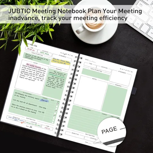 Miniatura 3 de JUBTIC Cuaderno de reuniones para el trabajo con artículos de acción, cuadernos de trabajo para tomar notas y organizador de agendas, el suministro