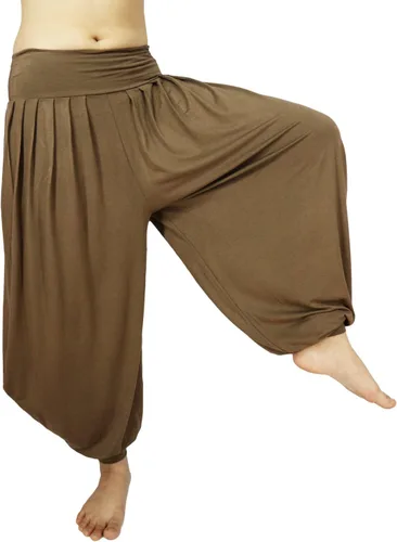 Lovely Creations Pantalones holgados con cintura elástica y harem Aladdin para mujer