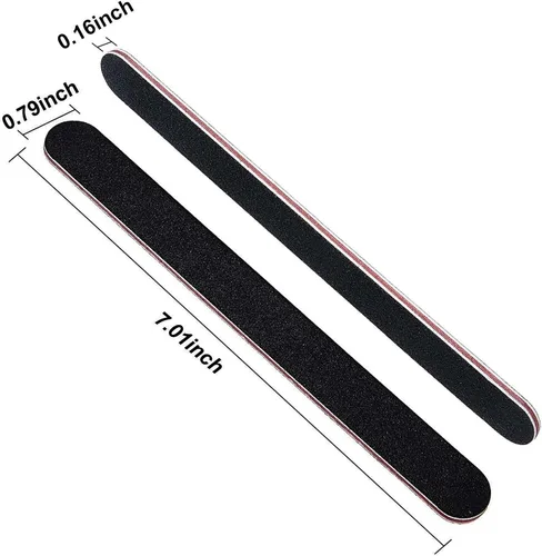 Miniatura 5 de Karlash Tablero de esmeril profesional de doble cara 7 "lima de uñas negra 100/100 10pcs