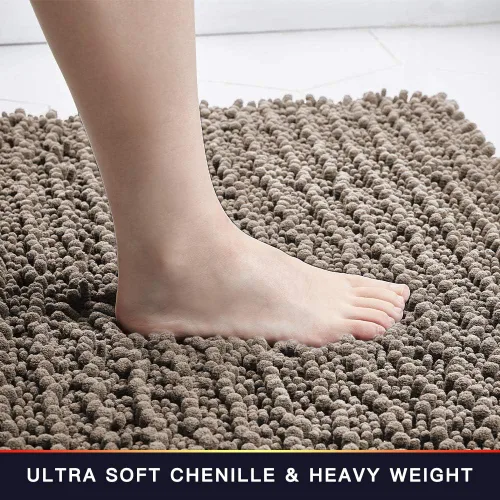 Miniatura 33 de Walensee Alfombra de baño antideslizante (24x17 pulgadas, rosa polvoriento) absorbente de agua, súper suave, lanuda de felpilla, lavable a máquina