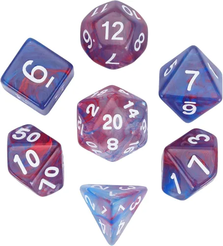 Miniatura 45 de Juego de dados DND de 7 dados poliédricos con una bolsa de dados de cuero, juego de dados D&D para juegos de mesa RPG (negro)