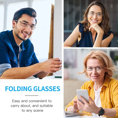 Miniatura 6 de touk Foldable Reading Glasses Anti Blue Light, Soft Nose Pad Spring Hinge Compact Readers Portable Case for Men Women 2 Pack