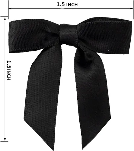 Miniatura 2 de 7Rainbows 50 mini lazos de satén negro de 1.5 pulgadas para manualidades, costura, álbumes de recortes, boda y envoltura de regalos Gingham