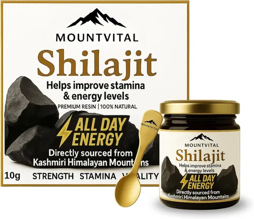Resina Shilajit pura de Cachemira 0.35 fl oz (0.35 oz) - Suplemento Shilajit del Himalaya con ácido fúlvico y minerales traza - Resina mineral