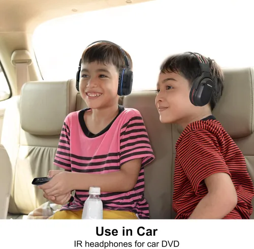 Miniatura 4 de SIMOLIO Paquete de 4 auriculares IR para DVD de automóvil, auriculares inalámbricos para niños, no Bluetooth, auriculares infrarrojos universales