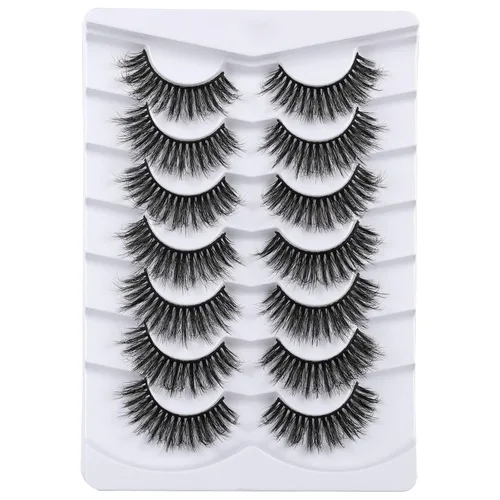 Miniatura 20 de Mebver Pestañas Pestañas postizas 8D Esponjosas Pestañas postizas Wispy de Visón Sintético Ligeras Pestañas postizas de Ojo de Gato Paquete de 7