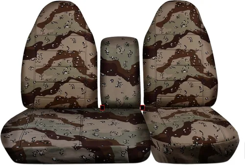 Miniatura 13 de Cubiertas para asiento de camioneta con diseño de camuflaje para 2001-2003 Ford F-150 (Asiento dividido 40/60 frontal) con consola, descansacabezas