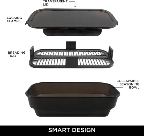 Miniatura 3 de COOK WITH COLOR Tazón Plegable para Rebozar - Recipiente Agitador para Rebozar Sin Ensuciar - Ideal para Pescado Frito, Pollo Frito, Aros de Negro