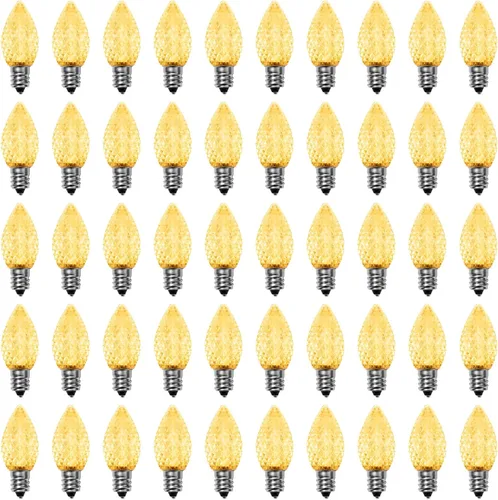 Miniatura 15 de Meconard Bombillas LED C7 de repuesto para Navidad, bombillas LED inastillables C7 para luces de Navidad para interiores y exteriores, base de Verde