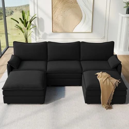 Miniatura 24 de Vesgantti 2 Piece Loveseat & 3 Seater Sofa Set, Modular Cloud Couch, Beige
