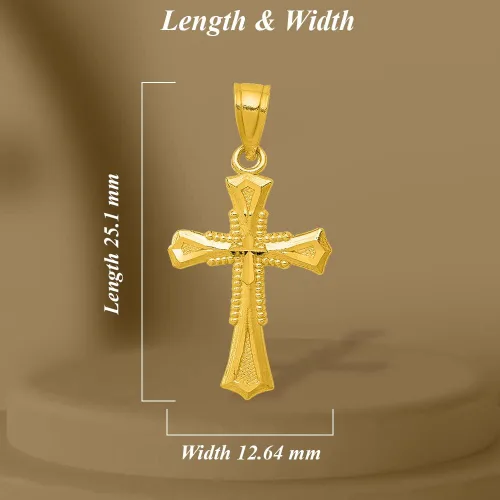 Miniatura 2 de Diamond2Deal Colgante de cruz de oro amarillo de 14 k con corte de diamante para mujer, Oro amarillo