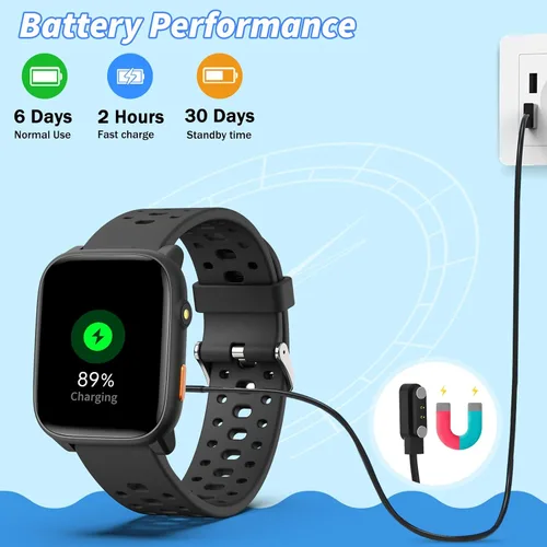 Miniatura 9 de Reloj inteligente para niños con juegos de rompecabezas, relojes para niños de 1.83", monitor de ritmo cardíaco, monitor de sueño, podómetro, reloj